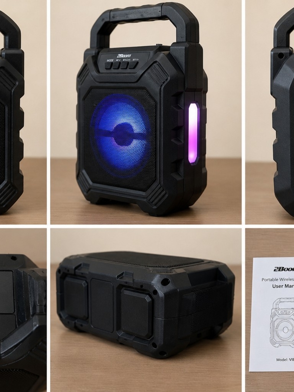 Portable Bluetooth Speaker - Black with RGB Accent Light